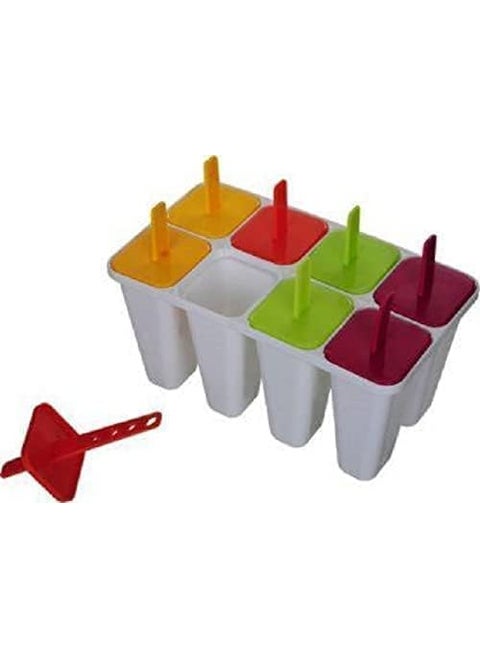 UROOJ 8 PC Plastic Reusable Ice Pop Makers Homemade Popsicle Frozen Ice Cream Moulds TrayKulfi Candy Ice Lolly Mould for Children and Adults Multi Color
