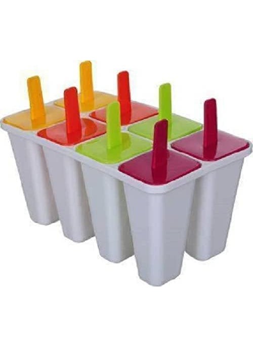 UROOJ - UROOJ 8 PC Plastic Reusable Ice Pop Makers Homemade Popsicle Frozen Ice Cream Moulds TrayKulfi Candy Ice Lolly Mould for Children and Adults Multi Color - Image 1