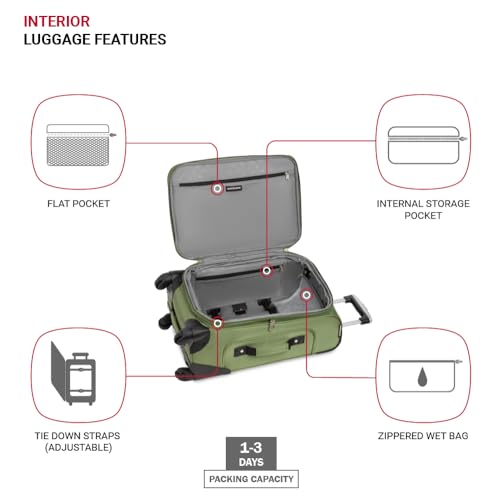 SWISSGEAR حقائب سويس جير سيون القابلة للتوسيع، لون أخضر دائم، حقيبة يد 21 بوصة - Image 4