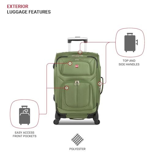 SWISSGEAR حقائب سويس جير سيون القابلة للتوسيع، لون أخضر دائم، حقيبة يد 21 بوصة - Image 3