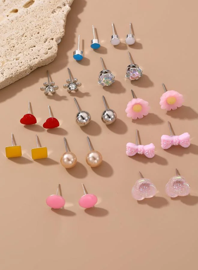 Take Two  Girls Set of 12 - Heart and Pearl Design Earrings for Women | Best Price UAE