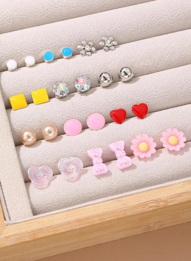 Take Two  Girls Set of 12 - Heart and Pearl Design Earrings for Women | Best Price UAE