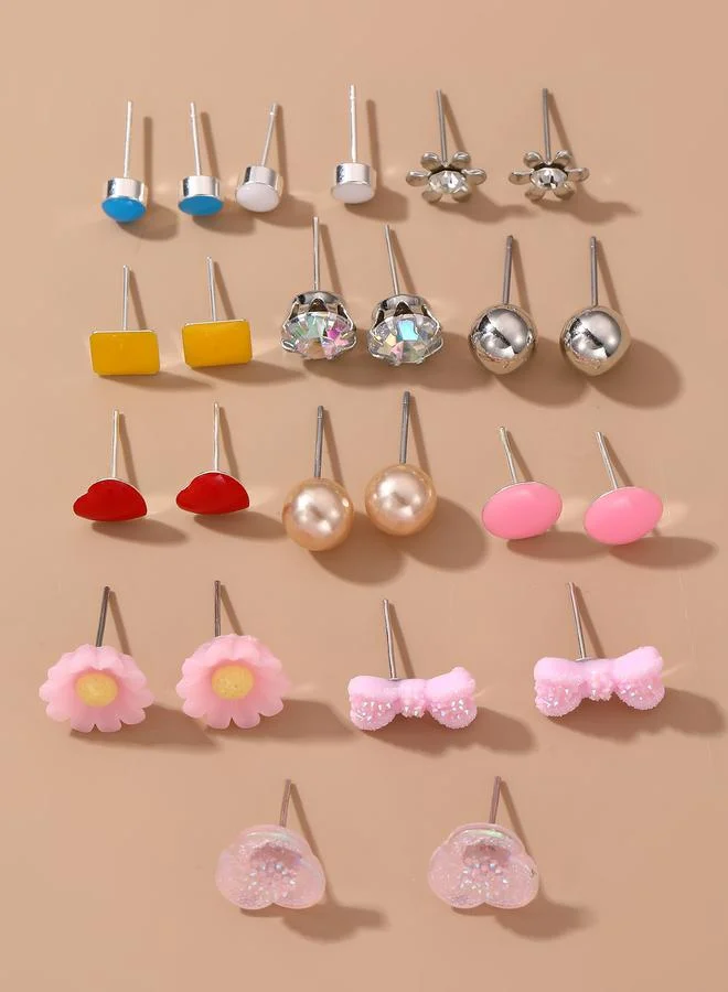 Take Two  Girls Set of 12 - Heart and Pearl Design Earrings for Women | Best Price UAE