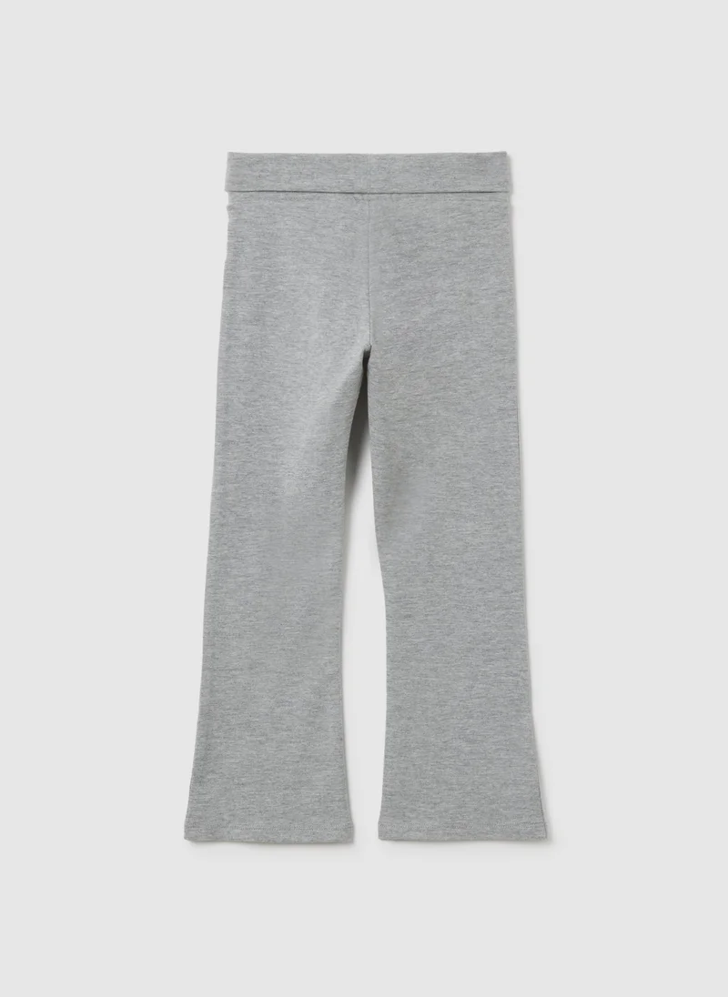 او في اس GIRLS' GREY COTTON BLEND FLARE TROUSERS