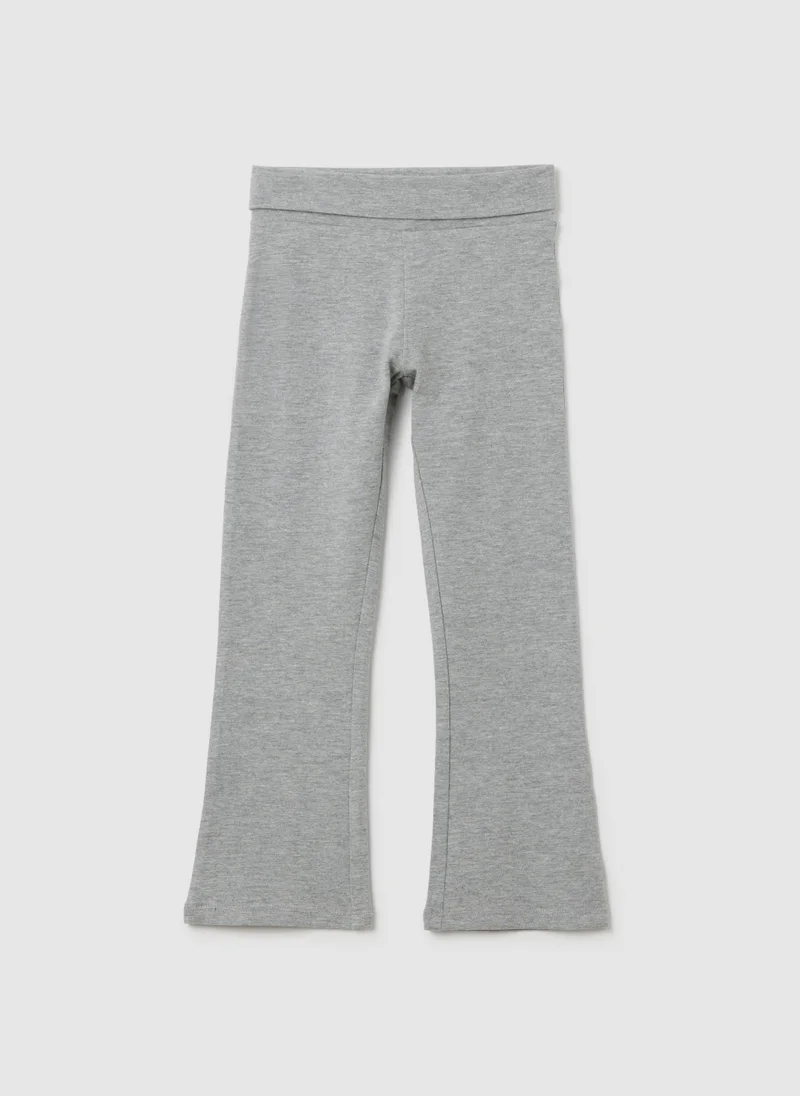 او في اس GIRLS' GREY COTTON BLEND FLARE TROUSERS