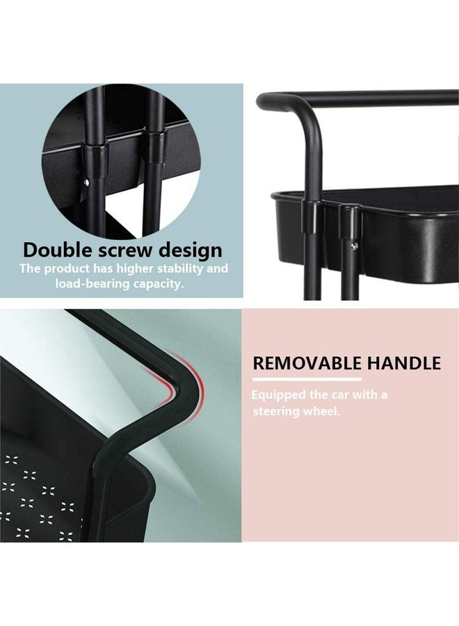 كونسيبت هوم مُنظم بتصميم عربة دوارة مصنوع من المعدن مكون من أرفف بثلاثة مستويات أسود 26X28X80  سم - Image 4