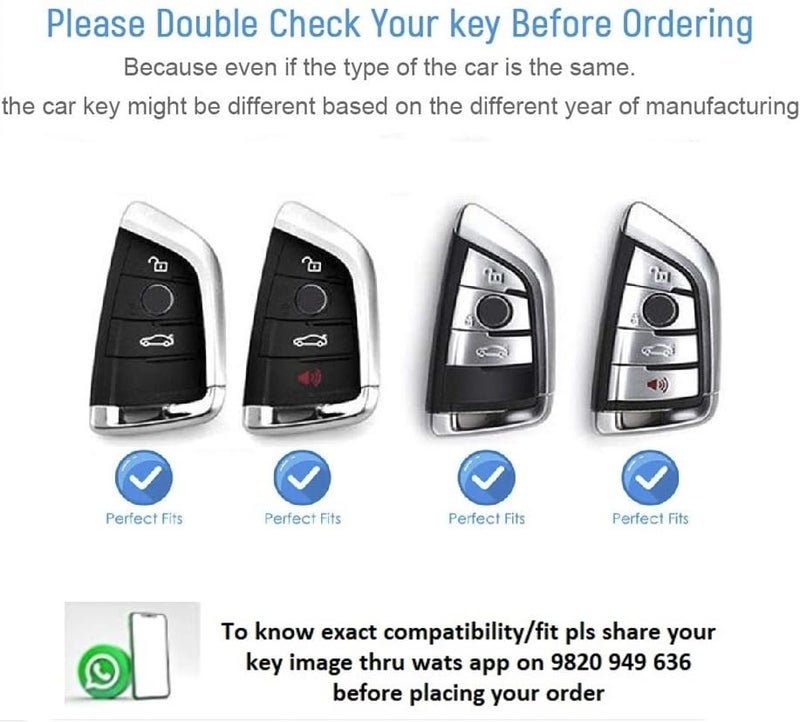 JVCV® Soft TPU Transparent Black Key Cover Compatible with BMW X1 X3 X5 X6 5 Series 6 Series 7 Series 4 Button Blade Smart Key | Anti-Scratch Slim Fit Case | Shockproof (with Keychain - Style B) - Image 2