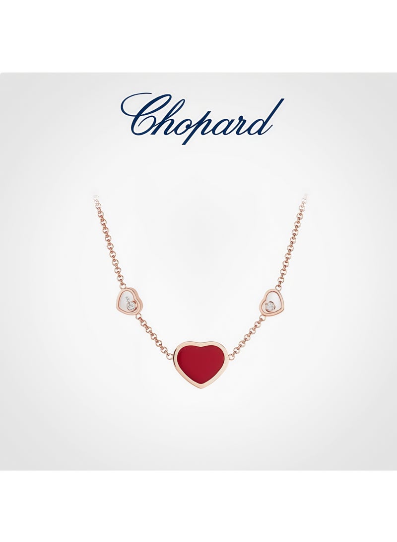 شوبارد ​قلادة تشوبارد من سلسلة الماس السعيد بقلادة قلب مرصع بحجر الياقوت الأحمر، هدية نسائية فاخرة - Image 1
