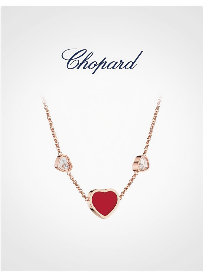 شوبارد ​قلادة تشوبارد من سلسلة الماس السعيد بقلادة قلب مرصع بحجر الياقوت الأحمر، هدية نسائية فاخرة - Image 2