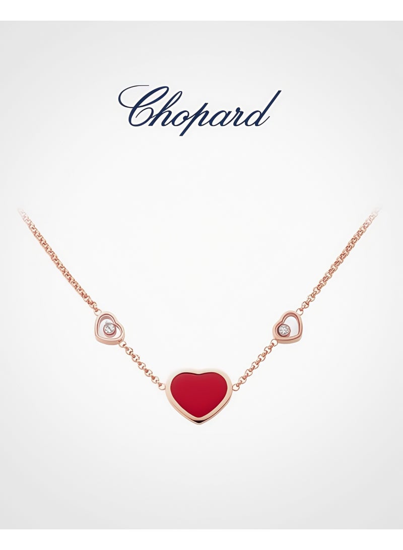 شوبارد ​قلادة تشوبارد من سلسلة الماس السعيد بقلادة قلب مرصع بحجر الياقوت الأحمر، هدية نسائية فاخرة - Image 3