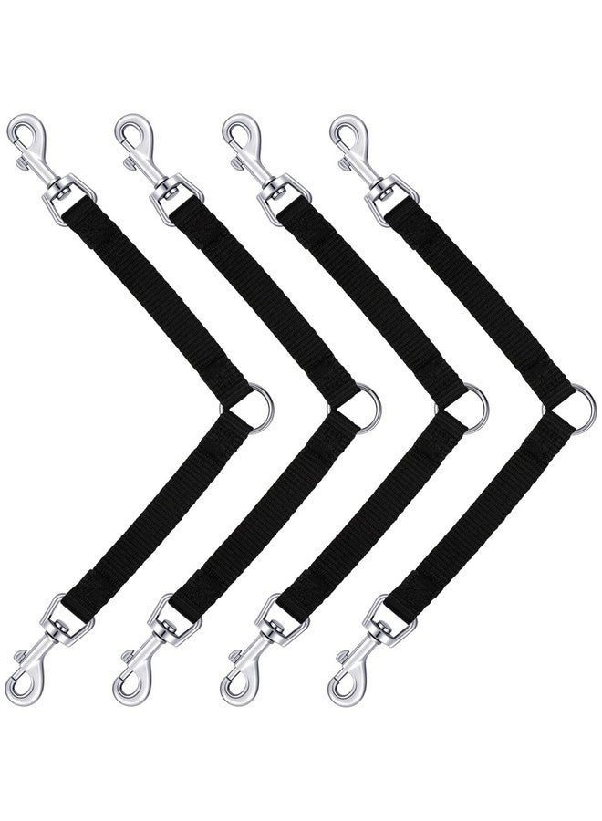 Reginary 4 Pieces No Tangle Dog Leash Couplers Black Double Clip Leash for Two Clasp Dog 0.6 Inch Wide Heavy Duty Nylon for Large Pet Walking Supplies, 4 Inch - Image 1