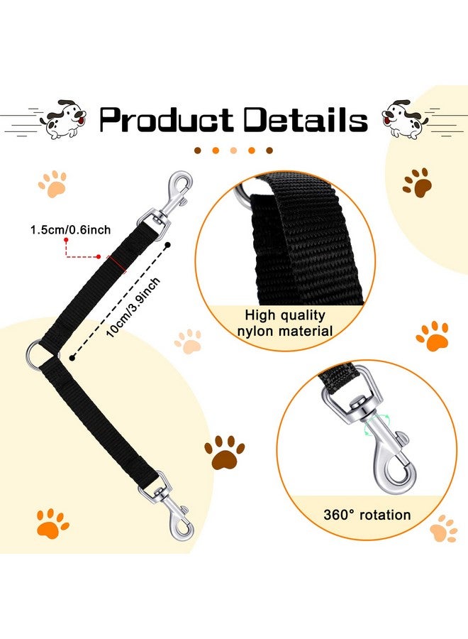 Reginary 4 Pieces No Tangle Dog Leash Couplers Black Double Clip Leash for Two Clasp Dog 0.6 Inch Wide Heavy Duty Nylon for Large Pet Walking Supplies, 4 Inch - Image 2