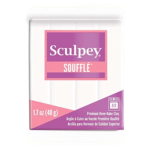 Polyform Sculpey Soufflé Polymer Oven-Bake Clay, Igloo White, Non Toxic, 1.7 oz. bar, Great for jewelry making, holiday, DIY, mixed media and more! Premium light-weight oven bake clay. - Image 1
