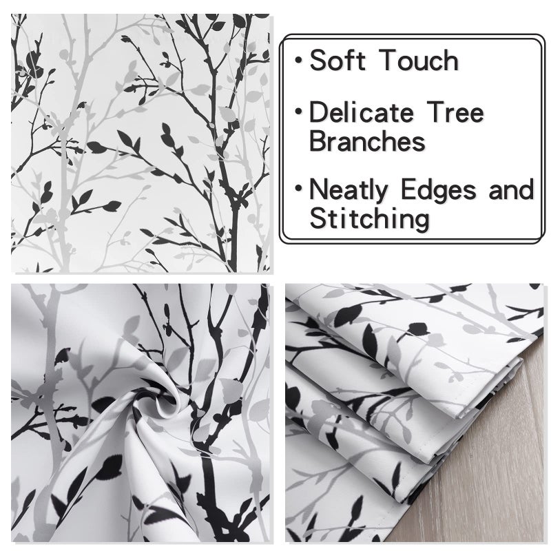 Luvyohmee Tree Branch Printed Valance Curtain, 18'' Long Kitchen Valance, Black, Grey Window Valances for Kitchen, Dining Room, Living Room, Bedroom, Kidâ€™s Room 1Panel, 18''Lx52''W Valance, 1 Panel - Image 4