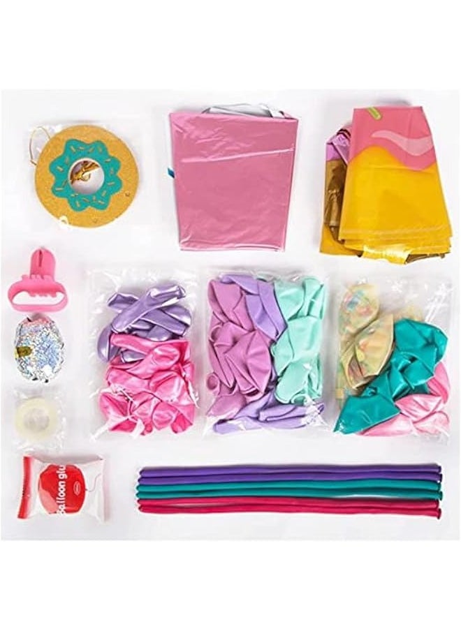 Donut Birthday Party Decorations 81PCS Balloons Garland Arch Kit, Girl Birthday Party Supplies with Banners, Macaron Confetti Foil Balloons, and Baby Shower Decorations