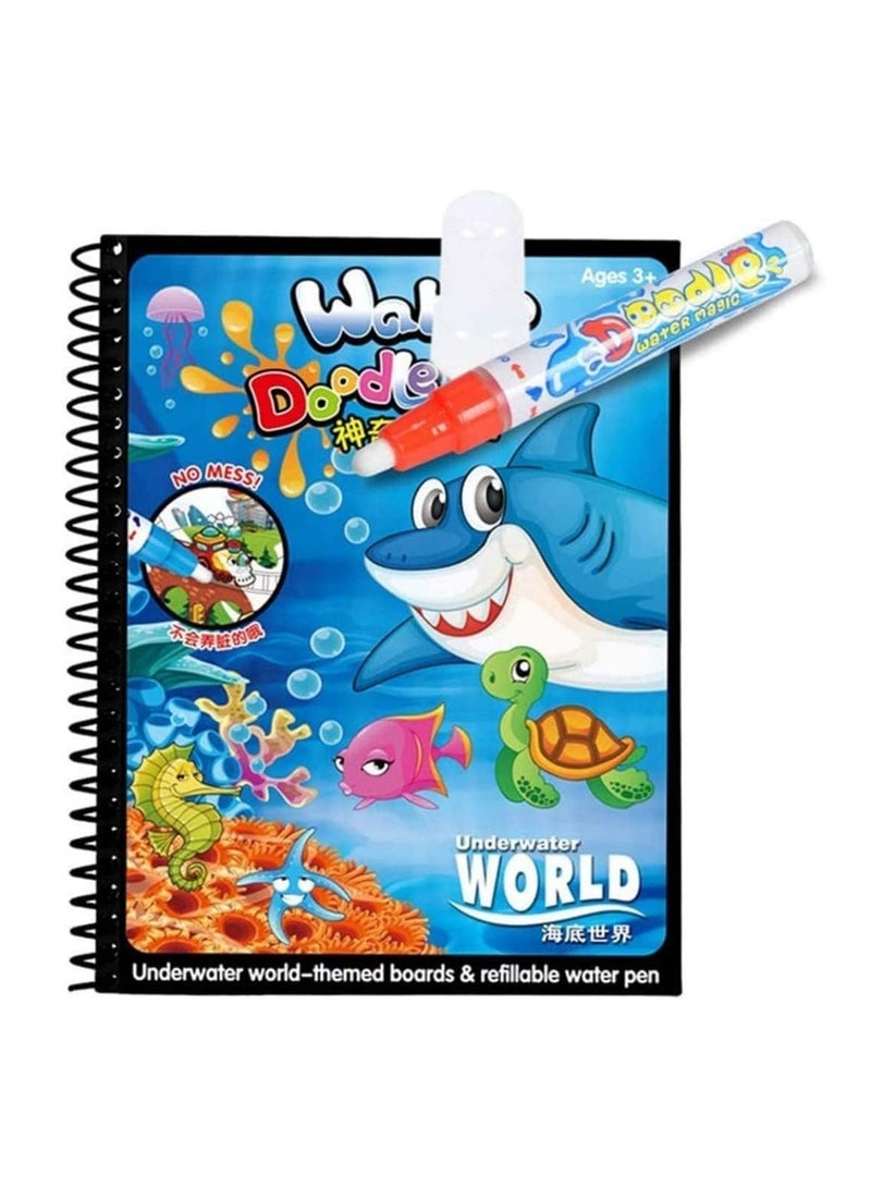 Mumoo Bear Magic Water Colouring Book for Children Reusable Water Drawing Book with Magic Pen Early Education Doodle Painting Toys for Kids Toddlers - Image 1