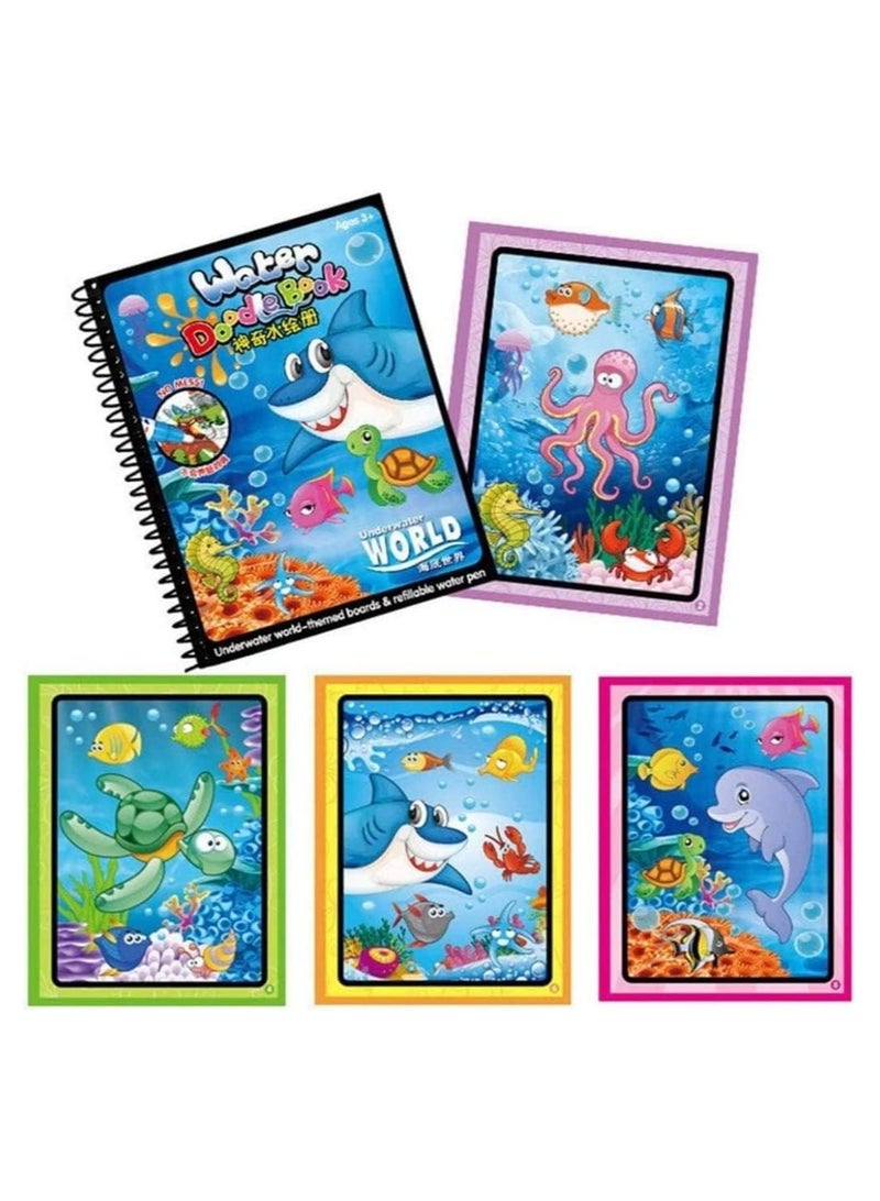 Mumoo Bear Magic Water Colouring Book for Children Reusable Water Drawing Book with Magic Pen Early Education Doodle Painting Toys for Kids Toddlers - Image 3