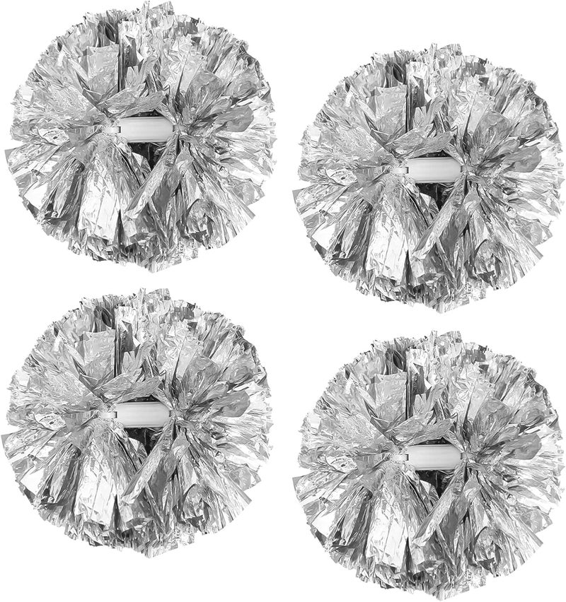 CREATIEE-PRO 4Pcs Metallic Cheerleading Pom Poms, Creatiee 2 Pair Cheerleader Cheering Squad Pompoms for School Sports Dance Games Team Spirit Cheer - Image 1