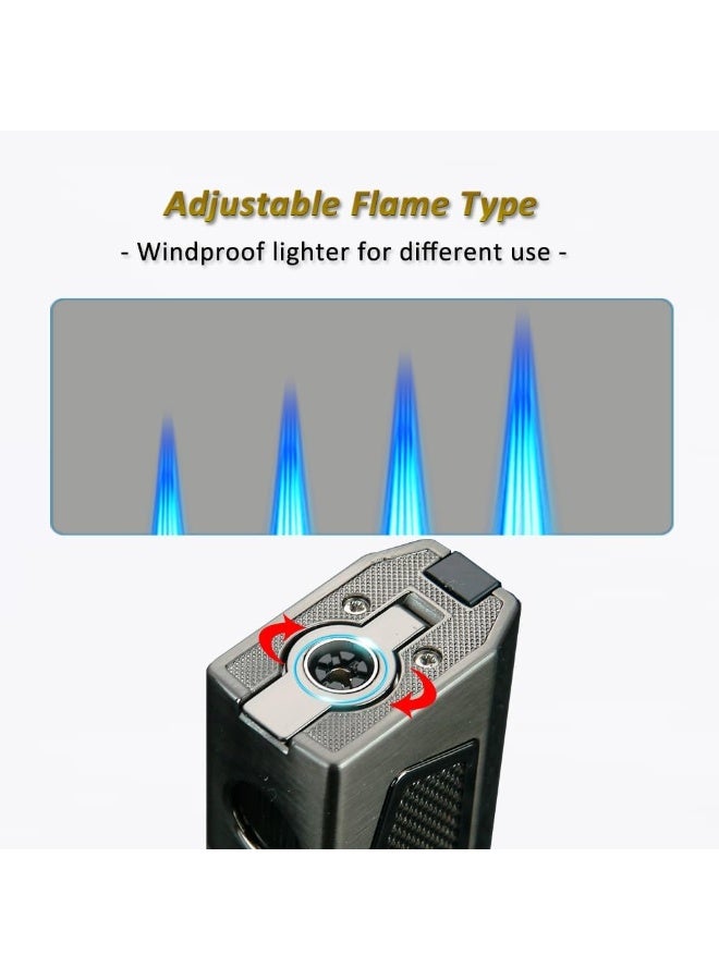 Honest Windproof Lighter Quadruple 4 Jet Flame Refillable For Men Gift Ideas, Lighter for Outdoor, BBQ, Camping, Lighter for Cigar, Oud, Bukhoor (Without Gas) - Image 4