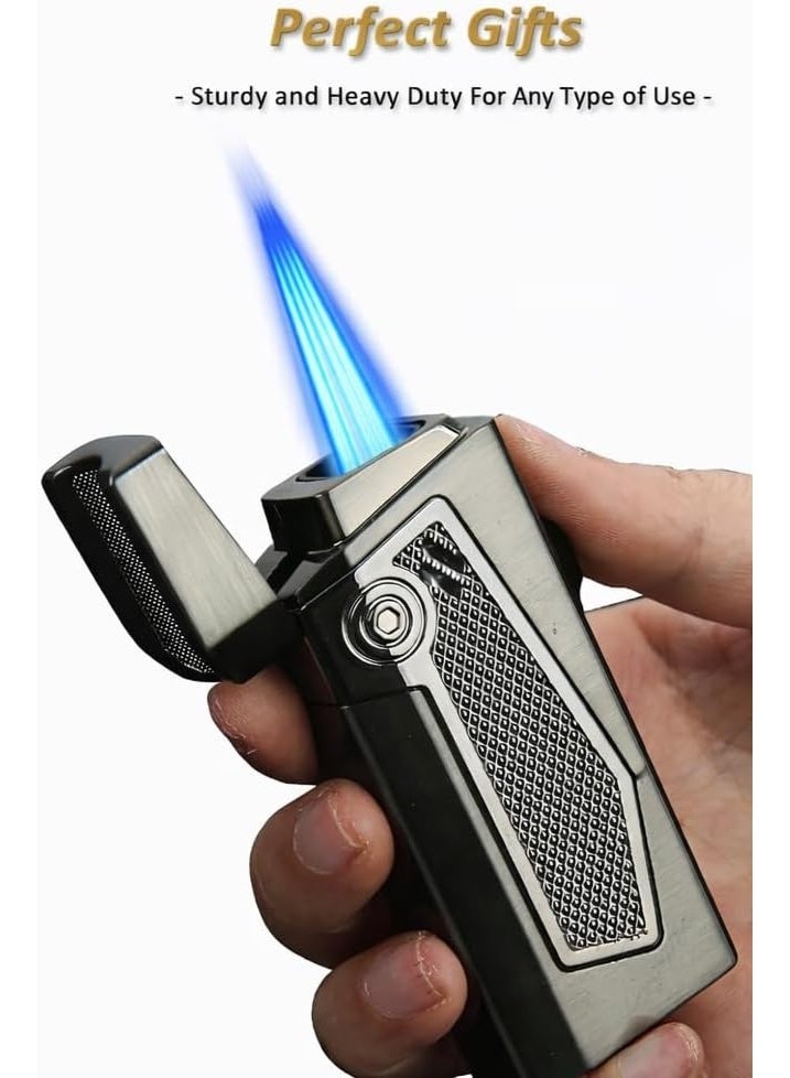 Honest Windproof Lighter Quadruple 4 Jet Flame Refillable For Men Gift Ideas, Lighter for Outdoor, BBQ, Camping, Lighter for Cigar, Oud, Bukhoor (Without Gas) - Image 3