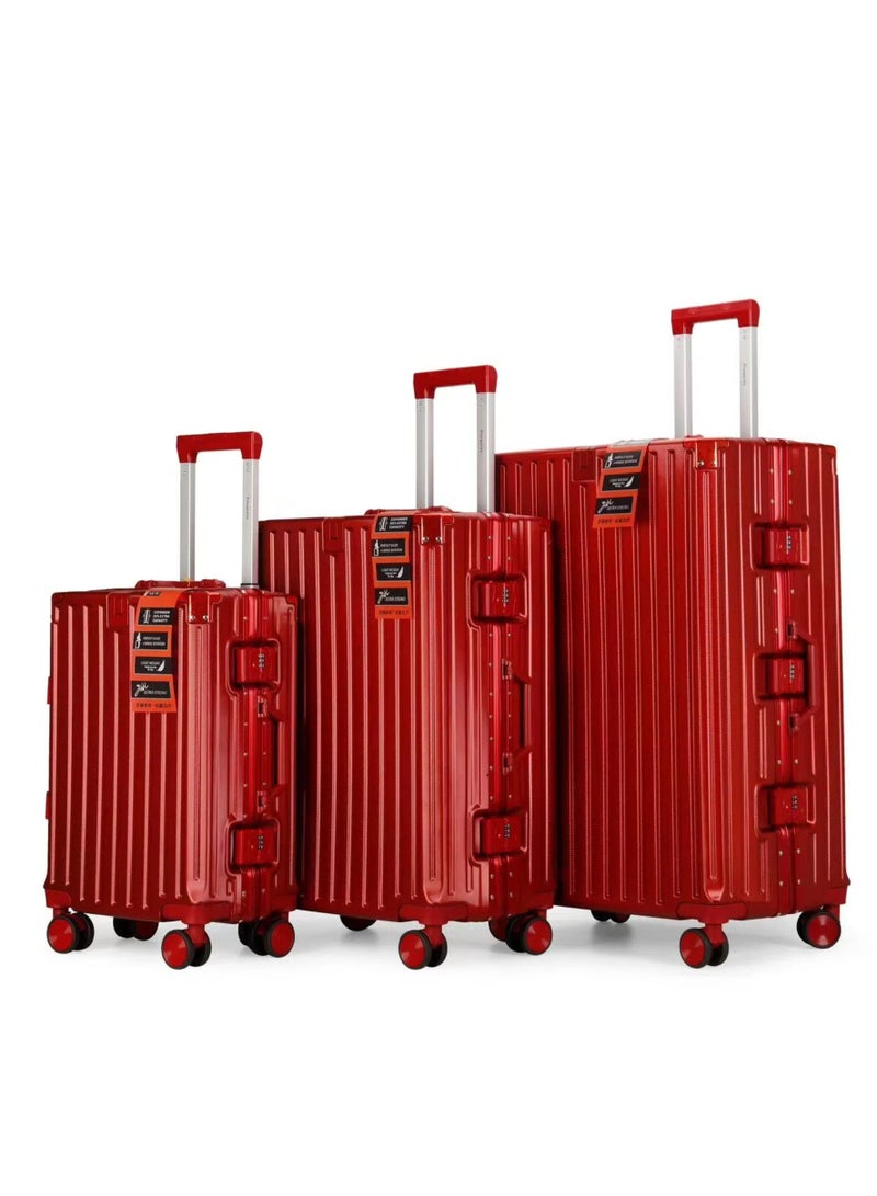 الازدهار حقيبة السفر الراقية سبيكة الألومنيوم الأمتعة مع أربع عجلات عالمية مظهر أنيق لرحلات 3pcs لكل مجموعة - Image 2