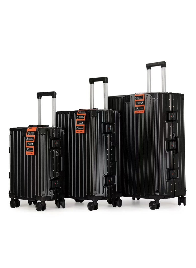 الازدهار حقيبة السفر الراقية سبيكة الألومنيوم الأمتعة مع أربع عجلات عالمية مظهر أنيق لرحلات 3pcs لكل مجموعة - Image 3