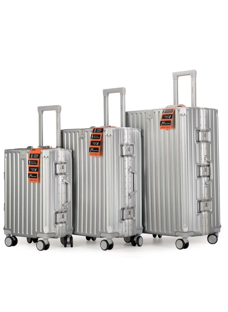 الازدهار حقيبة السفر الراقية سبيكة الألومنيوم الأمتعة مع أربع عجلات عالمية مظهر أنيق لرحلات 3pcs لكل مجموعة - Image 4