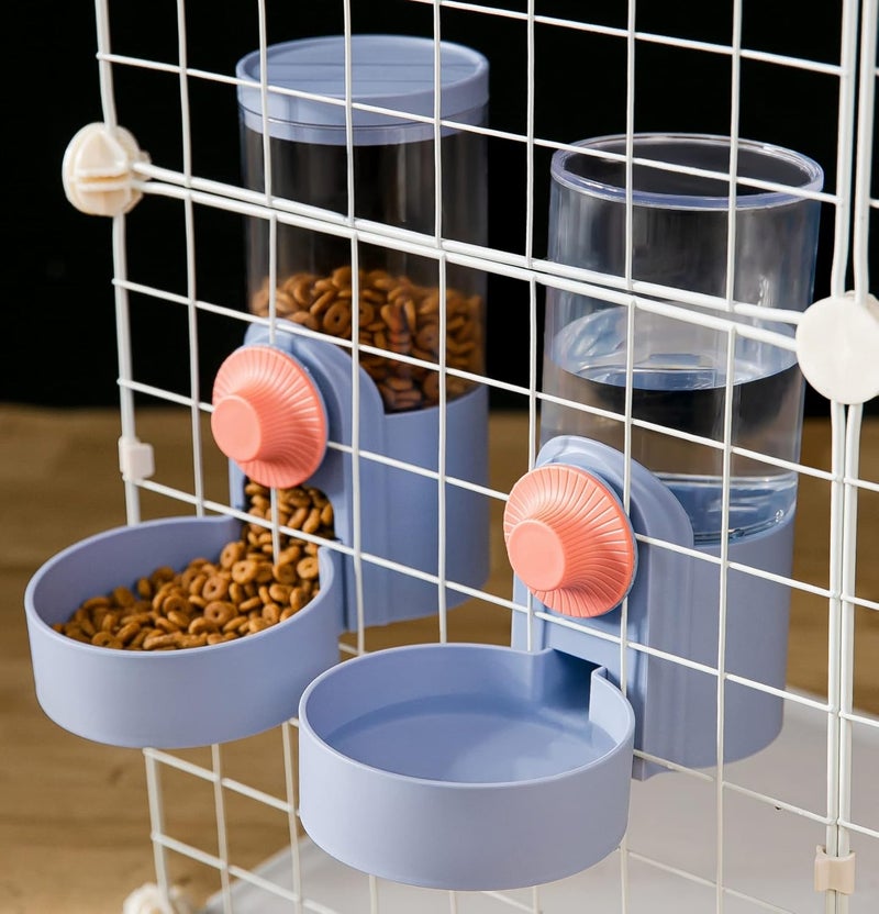 Kenond Hanging Automatic Pet Food Water Dispenser Set,1L Auto Gravity Rabbit Feeder and Dispenser, Cage Accessories Cat Food Bowl Dog Waterer for Puppy Chinchilla Hedgehog Ferret(Blue) - Image 2