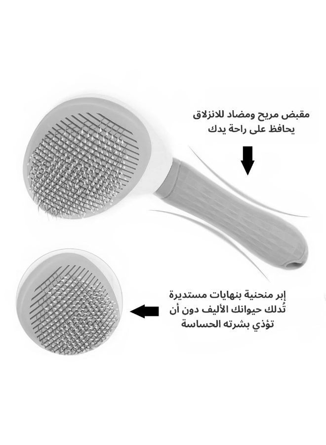 LAPET Cat Brush Cat Comb, Cat Hair Brush, Cat Dog Grooming Brush, Self Cleaning Slicker Massage Brushes for Short and Long Haired Cats for Grooming and Shedding(Grey) - Image 3