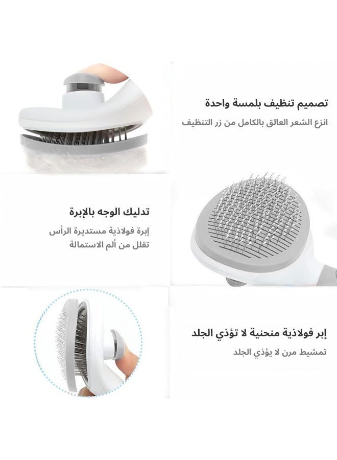 LAPET Cat Brush Cat Comb, Cat Hair Brush, Cat Dog Grooming Brush, Self Cleaning Slicker Massage Brushes for Short and Long Haired Cats for Grooming and Shedding(Grey) - Image 2
