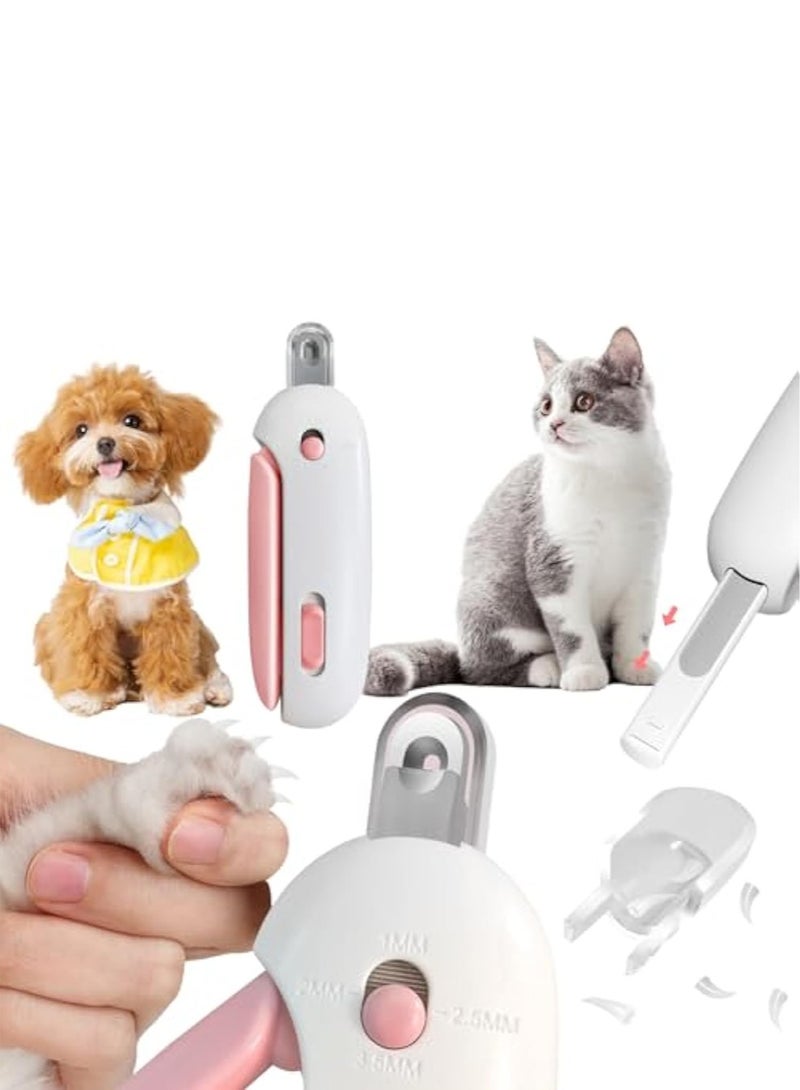 PetGravity Pet Nail Clipper with Adjustable Aperture – Safe Cat & Dog Nail Trimmer with 4 Gears, Nail File & Anti-Splash Cover (Pink) - Image 2