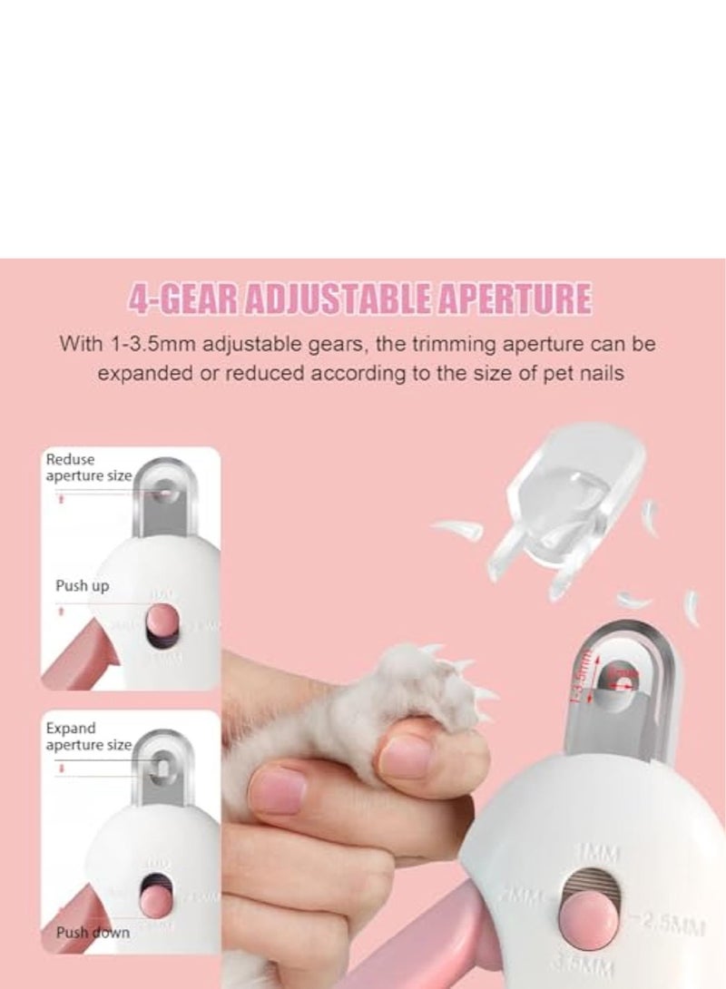 PetGravity Pet Nail Clipper with Adjustable Aperture – Safe Cat & Dog Nail Trimmer with 4 Gears, Nail File & Anti-Splash Cover (Pink) - Image 4