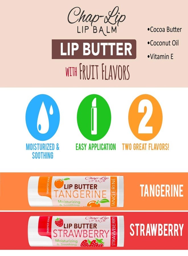 chap lip CHAP-LIP Lip Butter Lip Balm with Fruit Flavors, Cocoa Butter, Coconut Oil | Moisturizing Vitamin E & Total Hydration Treatment & Soothing Lip Therapy (2 Count - Strawberry & Tangerine) - Image 3