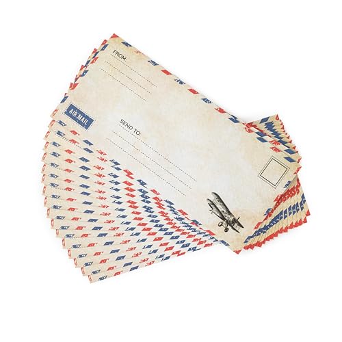 Bargain Paradise 50 Pack Airmail Envelopes -Blue Airmail Envelopes- Air Mail Envelopes for Party Invitation, Love Letters, Military Correspondence, Christmas Military Envelopes, Letters to Troops- Size 4 x 8.7 inches - Image 1