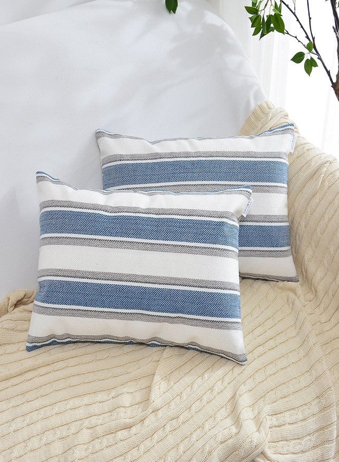 NATUS WEAVER Navy Pure White Stripe Pillow Cases Soft Linen Square Decorative Throw Cushion Cover Pillowcase with Hidden Zipper for Sofa - 12" x 20 " - Image 5
