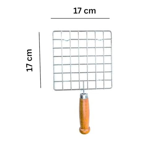 Brunchy Stainless Steel Papad Maker: Kitchen Finds Bati Maker Oven on Gas with Roaster Wire, Gas Stove Grill, Roasting Grill Net Pan & Round Wire Rack for Efficient Cooking (Square Wooden, Large) - Image 2
