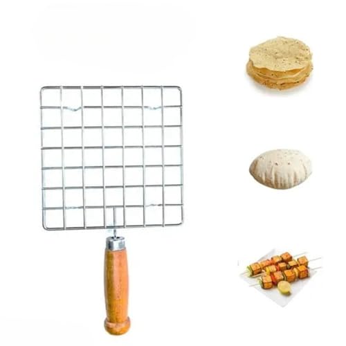 Brunchy Stainless Steel Papad Maker: Kitchen Finds Bati Maker Oven on Gas with Roaster Wire, Gas Stove Grill, Roasting Grill Net Pan & Round Wire Rack for Efficient Cooking (Square Wooden, Large) - Image 3