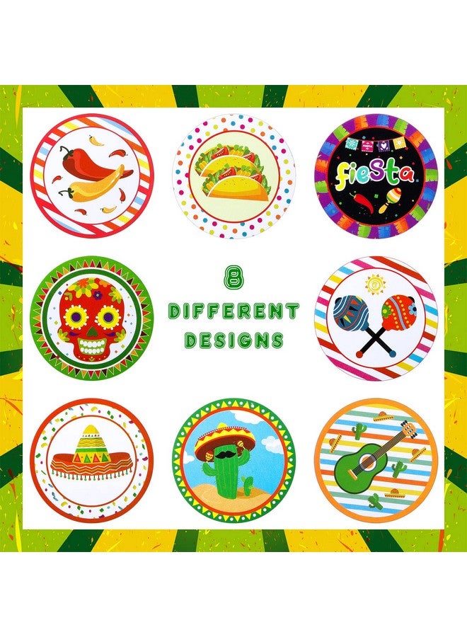 Teling 500 Pcs Fiesta Party Stickers Mexican Decorations Mexican Theme Stickers Mexican Party Favors For Kids Fiesta Scrapbook Stickers Round Circle Labels With 8 Patterns For Cinco De Mayo (Novel Style) - Image 4