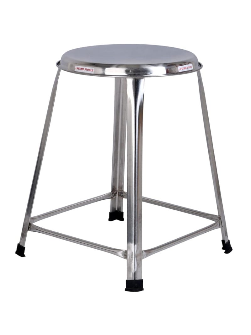 Lifetime Stools Lifetime Stools Stainless Steel Stool For Sitting Round Shape HomeDoctorMedical StoolSalonWarehouse StoolGarage StoolStool For BathroomMultipurpose Stool Pack Of 4 16 Inches Silver - Image 4