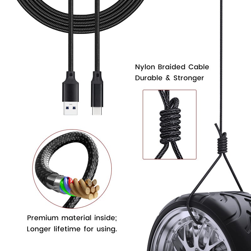 weishan USB C Cable Replacement for Focusrite Scarlett Solo(3rd Gen), Scarlett 2i2(3rd Gen) Audio Interface, with USB C Male to USB Female Adapter, Nylon Braided, 6.6 ft - Image 5