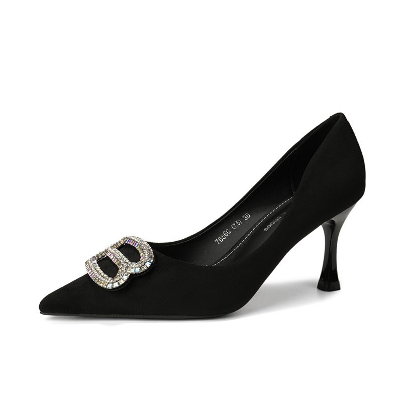 Pumps Pointed Toe Pu Leather Wedding Brown Women's Shoes - Image 1