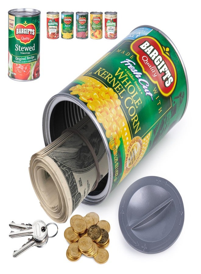 BARGIFTS Hidden Safe Fake Can with Hidden Compartment, Corn Color, Twist Lock, Metal Material, Diversion Safe - Image 1