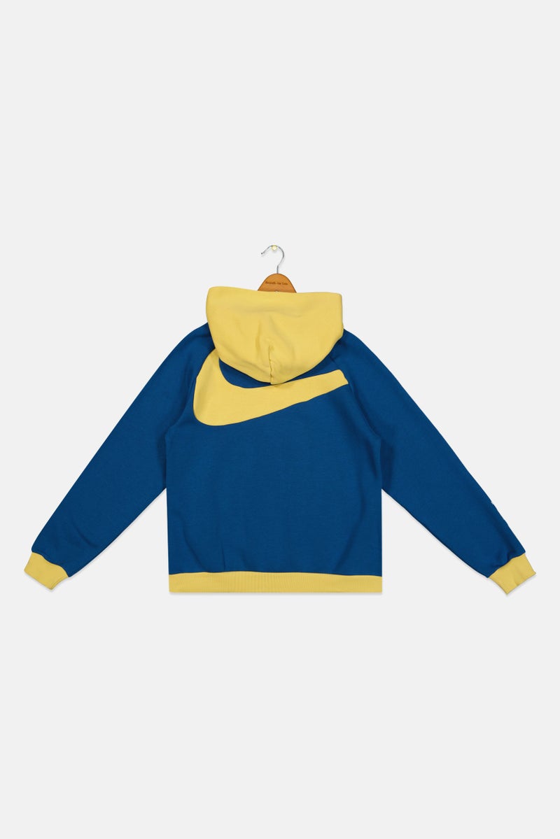 Nike Kids Boy Embroidered Logo Outdoor Hoodie, Blue - Image 3