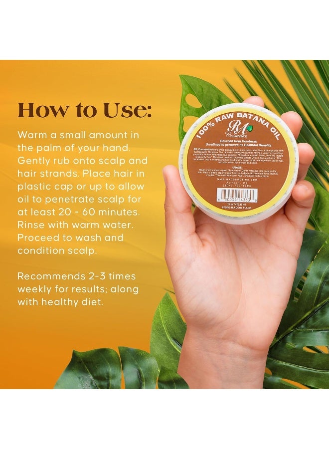 RA Cosmetics 100% Natural Unrefined Batana Hair Oil - 16 oz Moisturizer for Healthy Hair Repair and Nourishment - Image 4