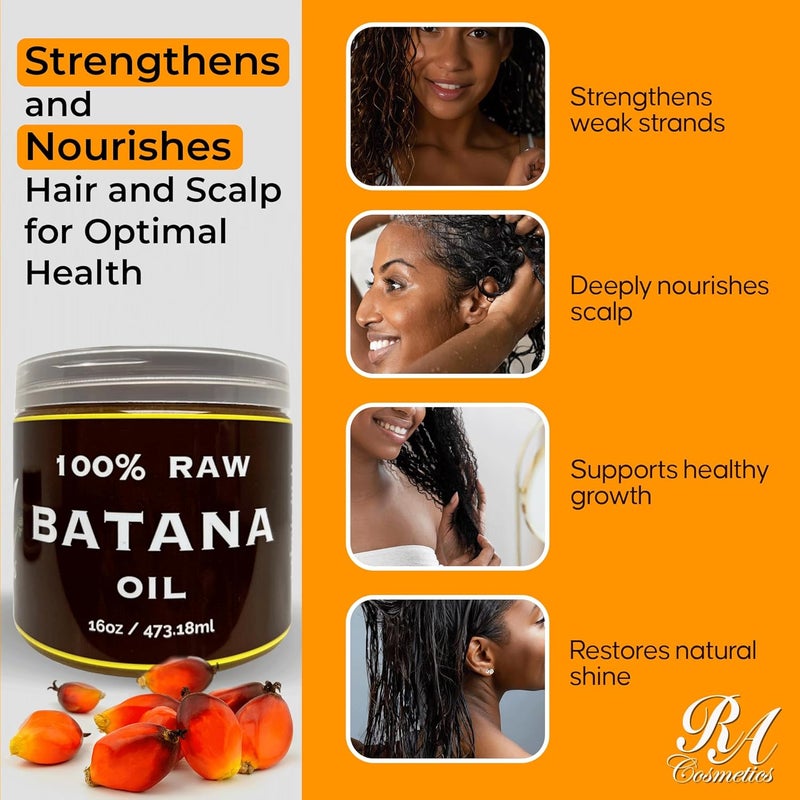 RA Cosmetics 100% Natural Unrefined Batana Hair Oil - 16 oz Moisturizer for Healthy Hair Repair and Nourishment - Image 5