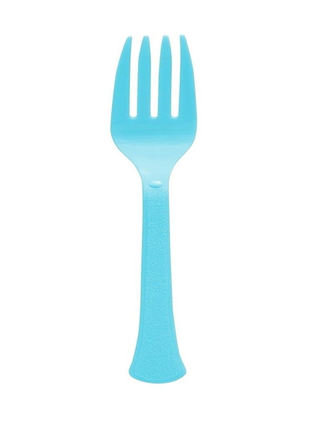 Amscan 8017.54 Premium Carribean Blue Plastic Forks, 50ct