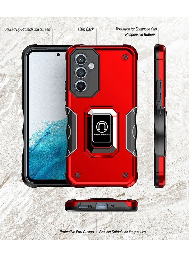 Case for Samsung Galaxy A54 5G, Shockproof Cases, Anti-Fall Drop Protection, Tough Armor Hard Phone Cover, Integrated Ring Kickstand with Magnetic, Red - Image 2