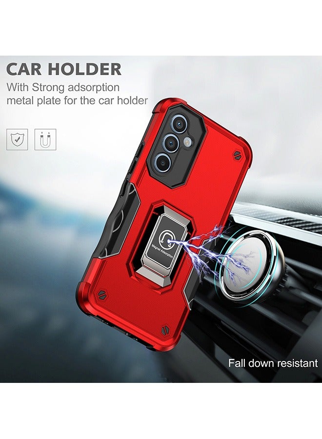 Case for Samsung Galaxy A54 5G, Shockproof Cases, Anti-Fall Drop Protection, Tough Armor Hard Phone Cover, Integrated Ring Kickstand with Magnetic, Red - Image 4