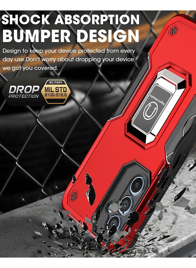 Case for Samsung Galaxy A54 5G, Shockproof Cases, Anti-Fall Drop Protection, Tough Armor Hard Phone Cover, Integrated Ring Kickstand with Magnetic, Red - Image 3