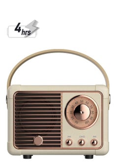 Retro Bluetooth Speaker Mini Wireless Speaker,Outdoor Portable Bluetooth Speaker with Crystal Clear Stereo Sound Rich Bass,Mini Retro Speaker for iPhone,Android Devices and Tablet(White)